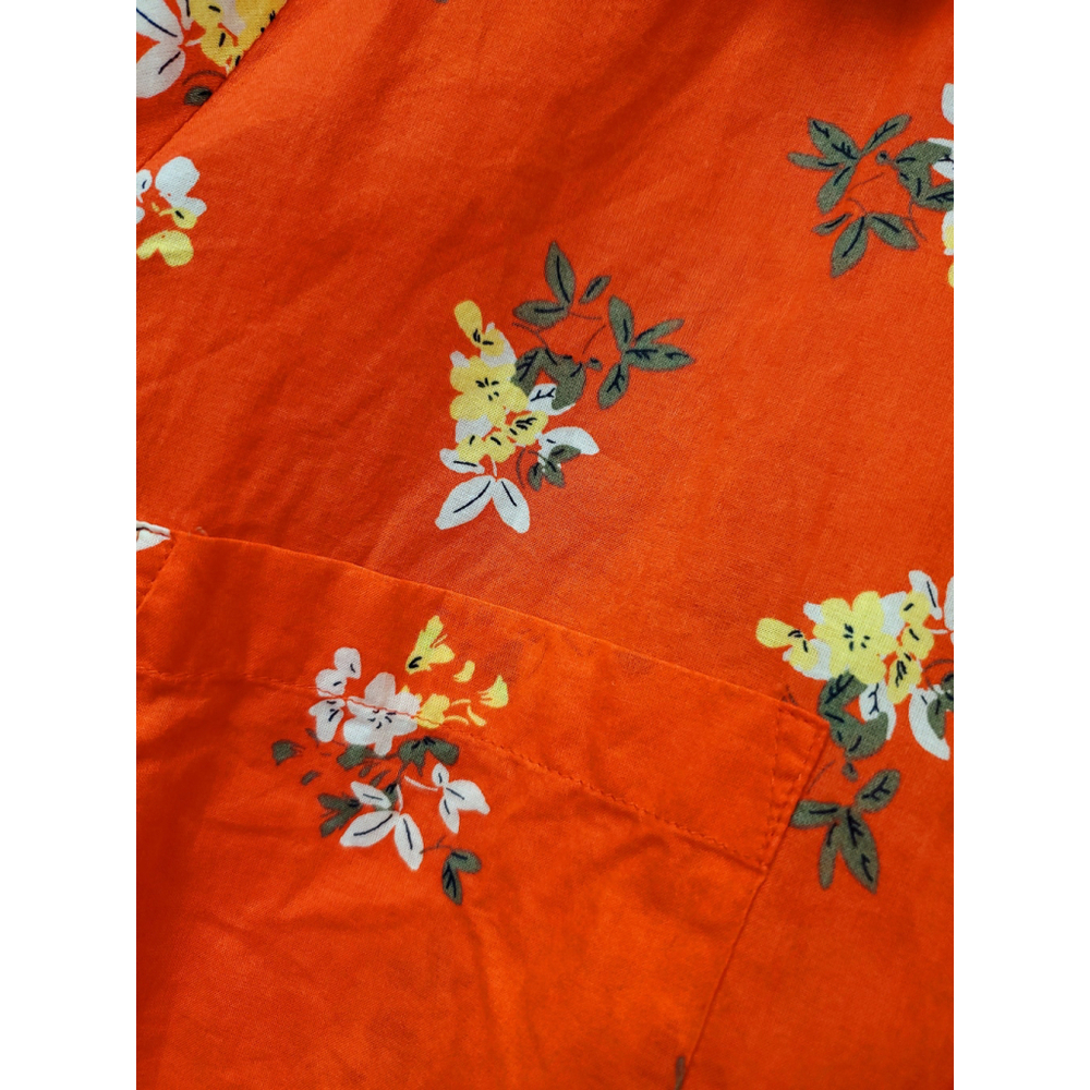 LOFT Red Floral Button Down Blouse S. Large | Spring Lightweight Collared Top#29 - Picture 4 of 6